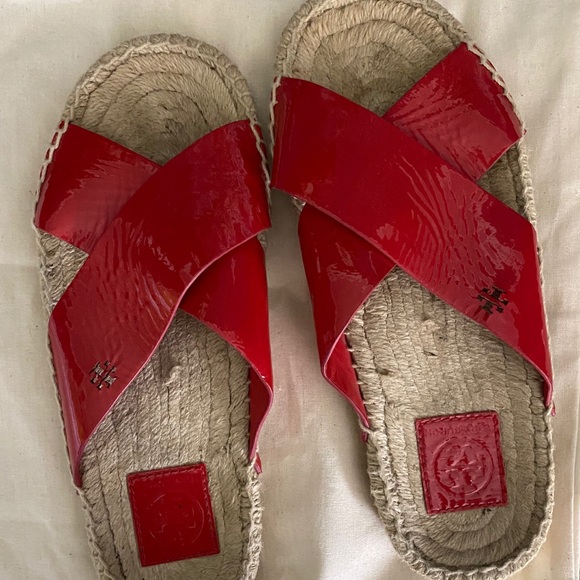 Tory Burch Shoes - Tory Burch Bima red patent leather sandals size 9